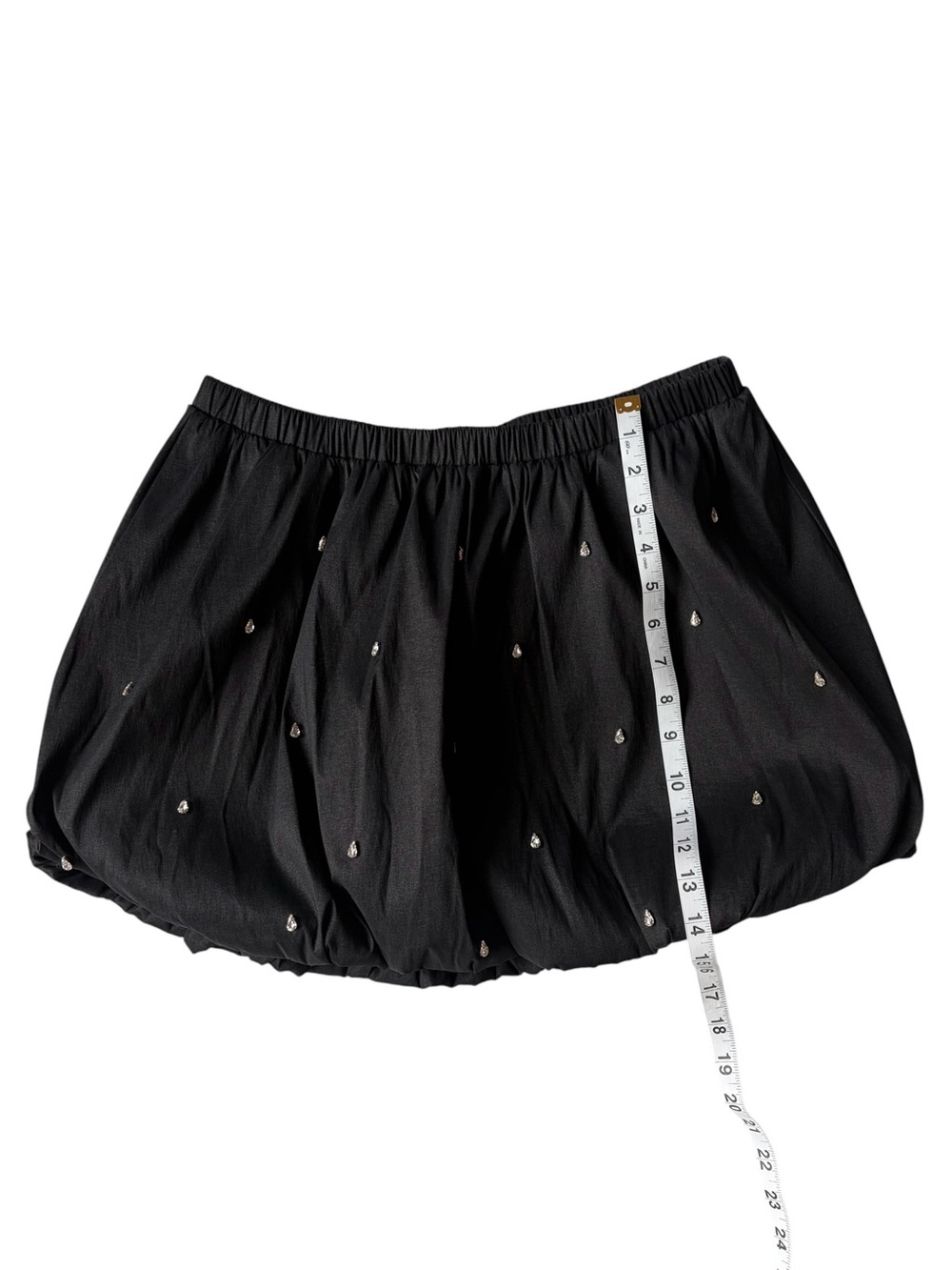 Gianni Bini Nadia Rhinestone Embellished Taffeta Bubble Mini Skirt Black M - Picture 7 of 7